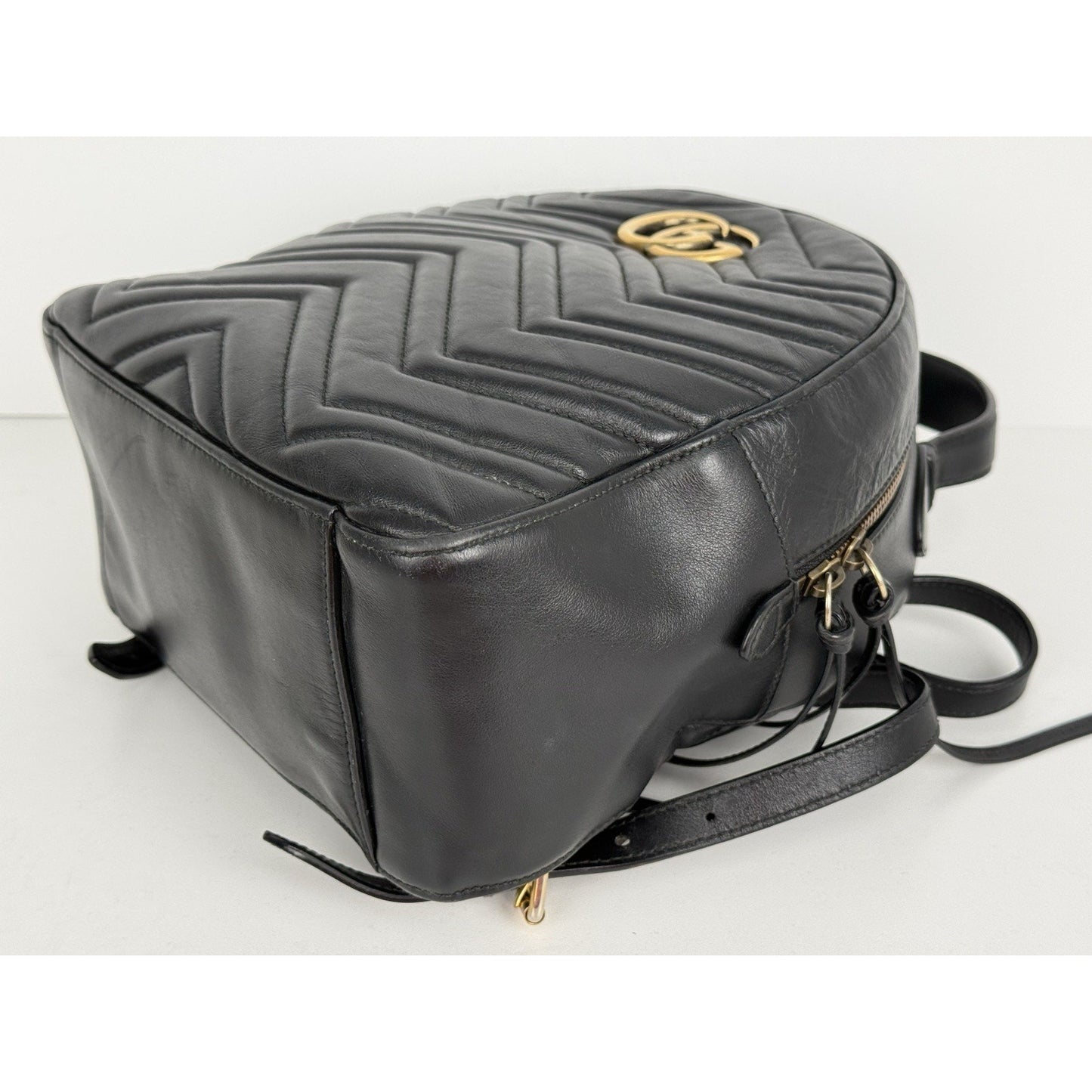 GUCCI Calfskin Matelassé GG Marmont Dome Backpack Black