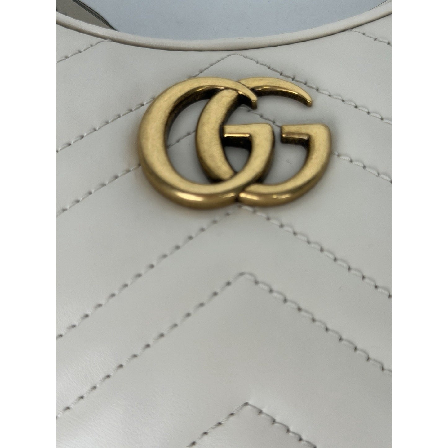 Gucci GG Marmont Small Leather Shoulder Bag White