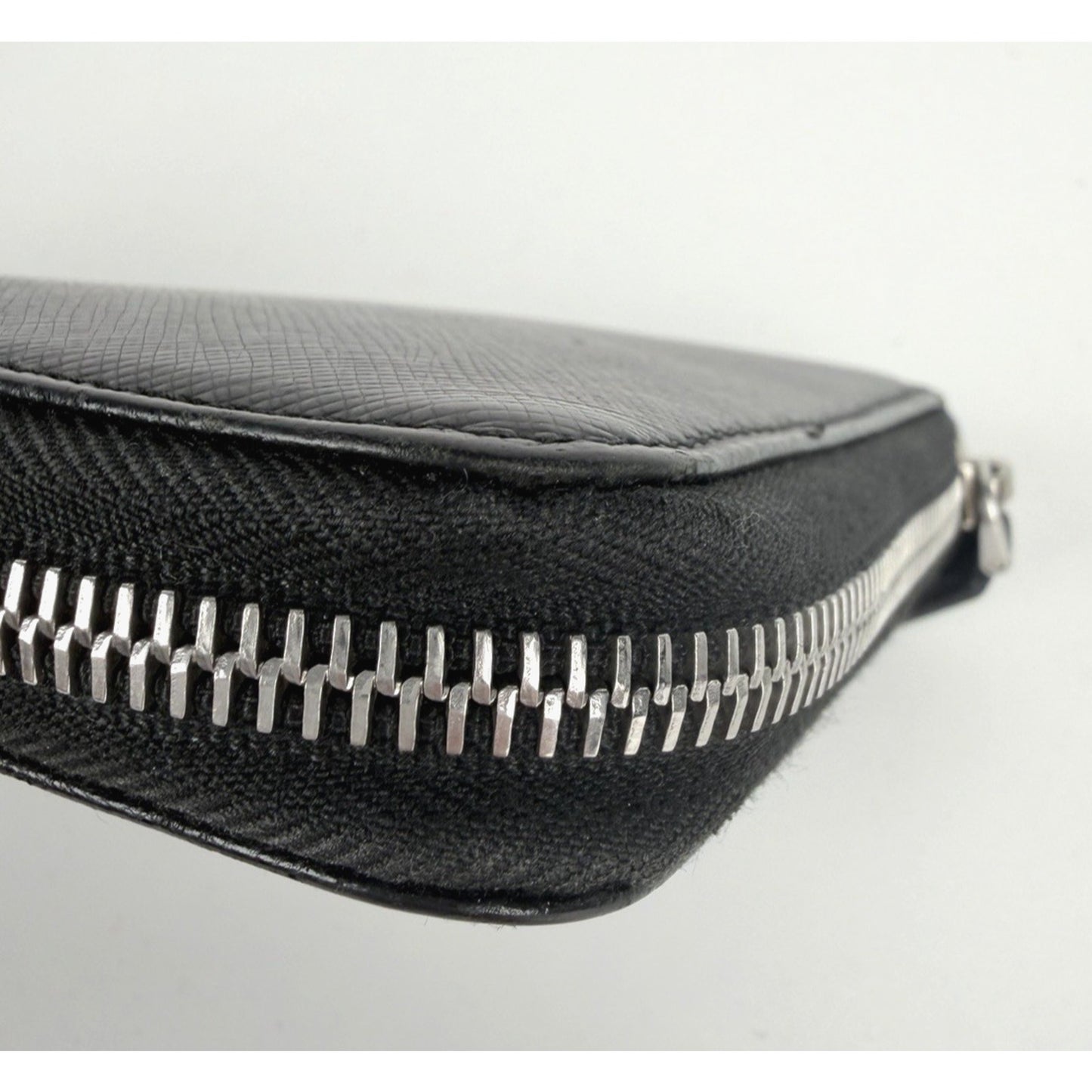 Prada Long Wallet Zip-Around in Black Saffiano Leather Silver-Tone Hardware