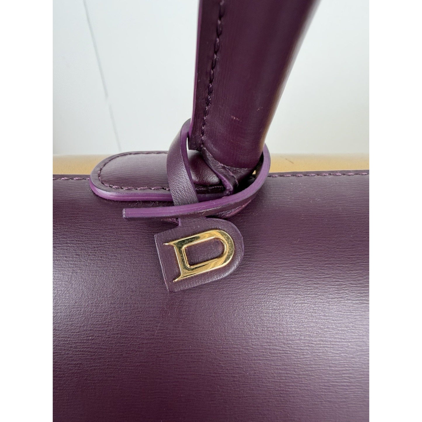 Delvaux Brillant Top Handle Bag GM in Deep Purple & Gold Leather B-6