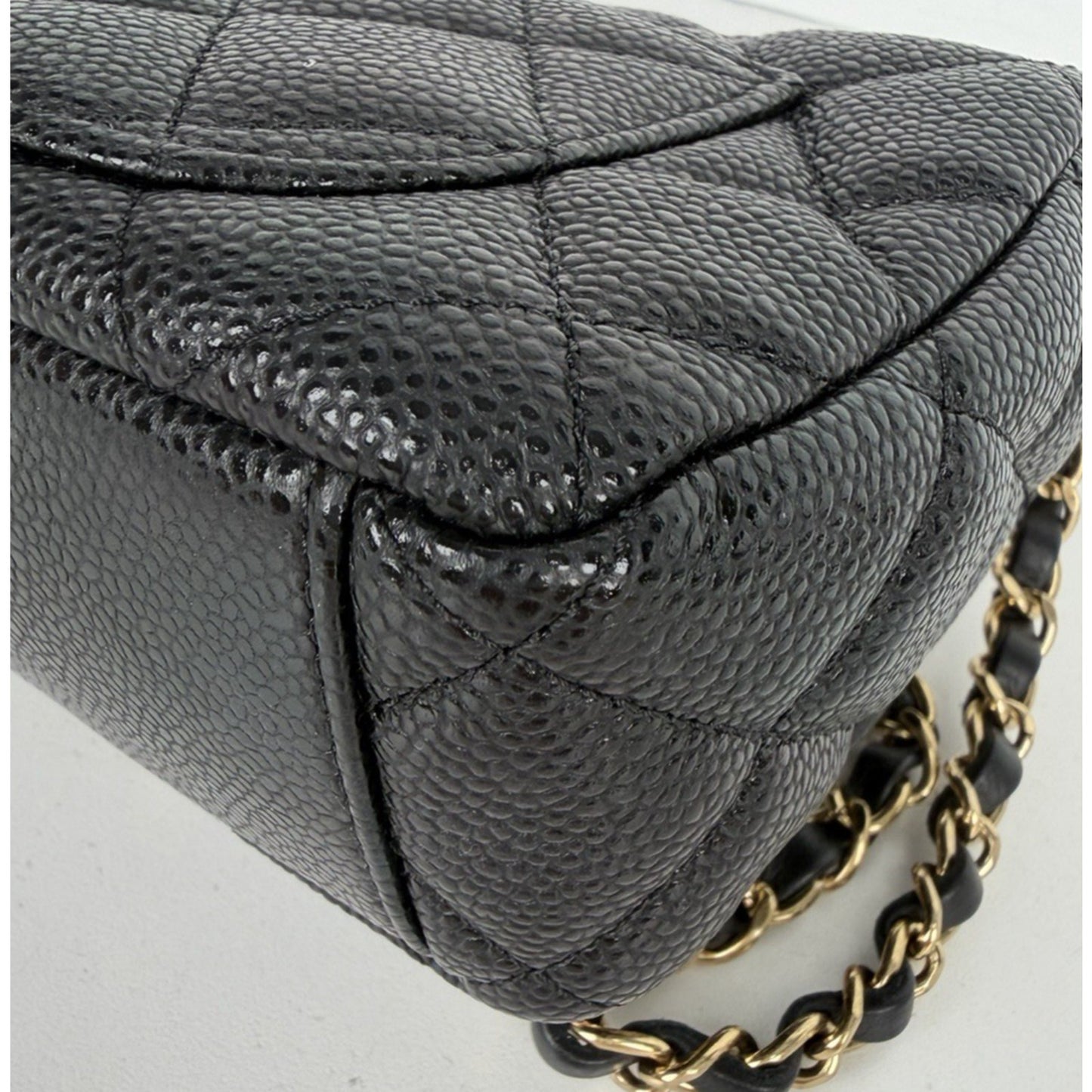 Chanel Quilted Mini Flap Bag in Black Grained Lambskin with Gold HW 2022 E8