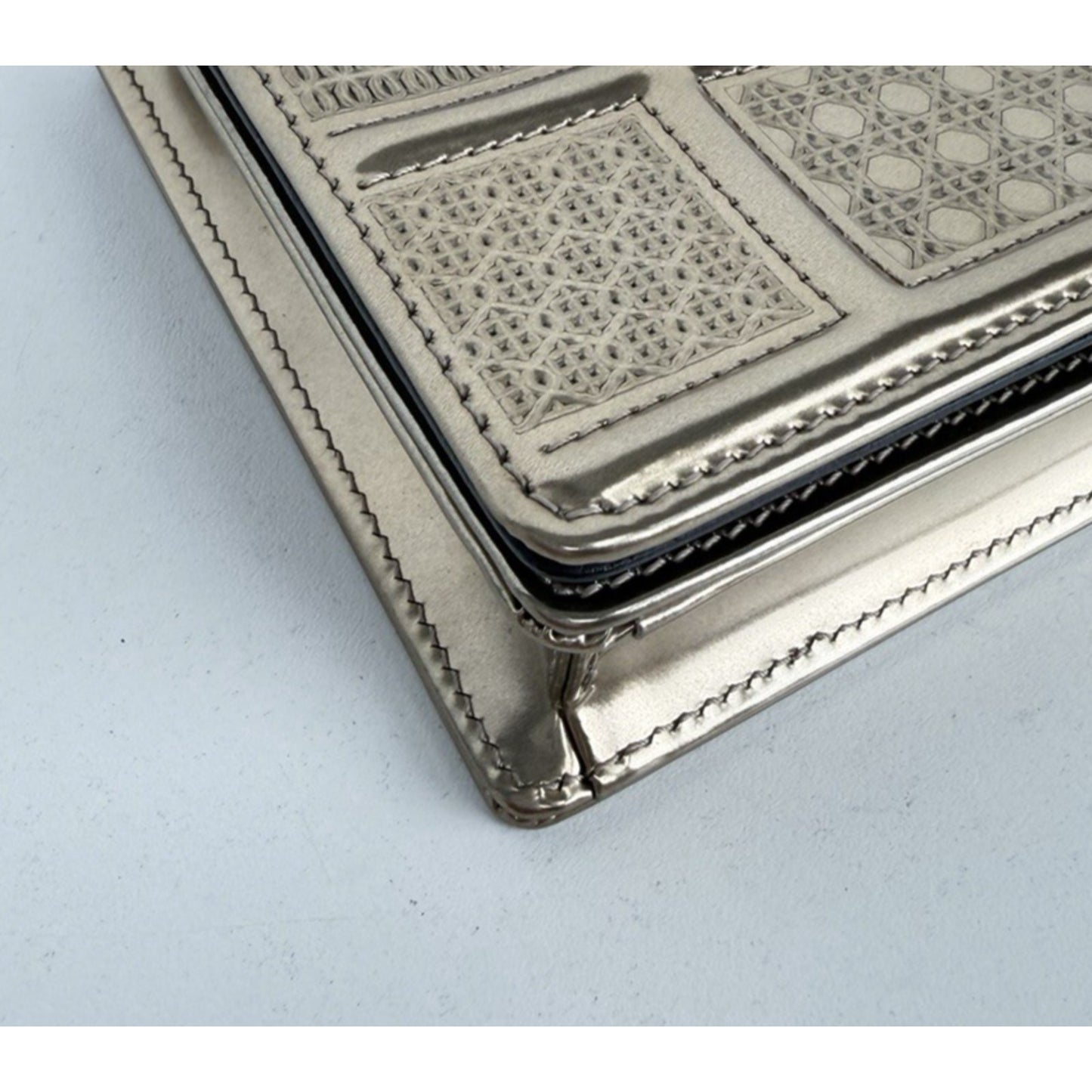 Christian Dior Cannage Diorama Small Wallet on Chain Bag in Metallic Gold S15