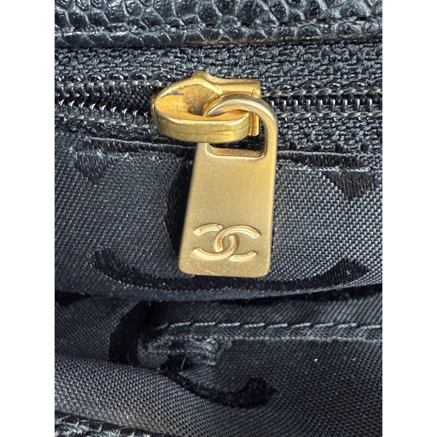 CHANEL Vintage CC Open Tote Black Caviar Leather Bag