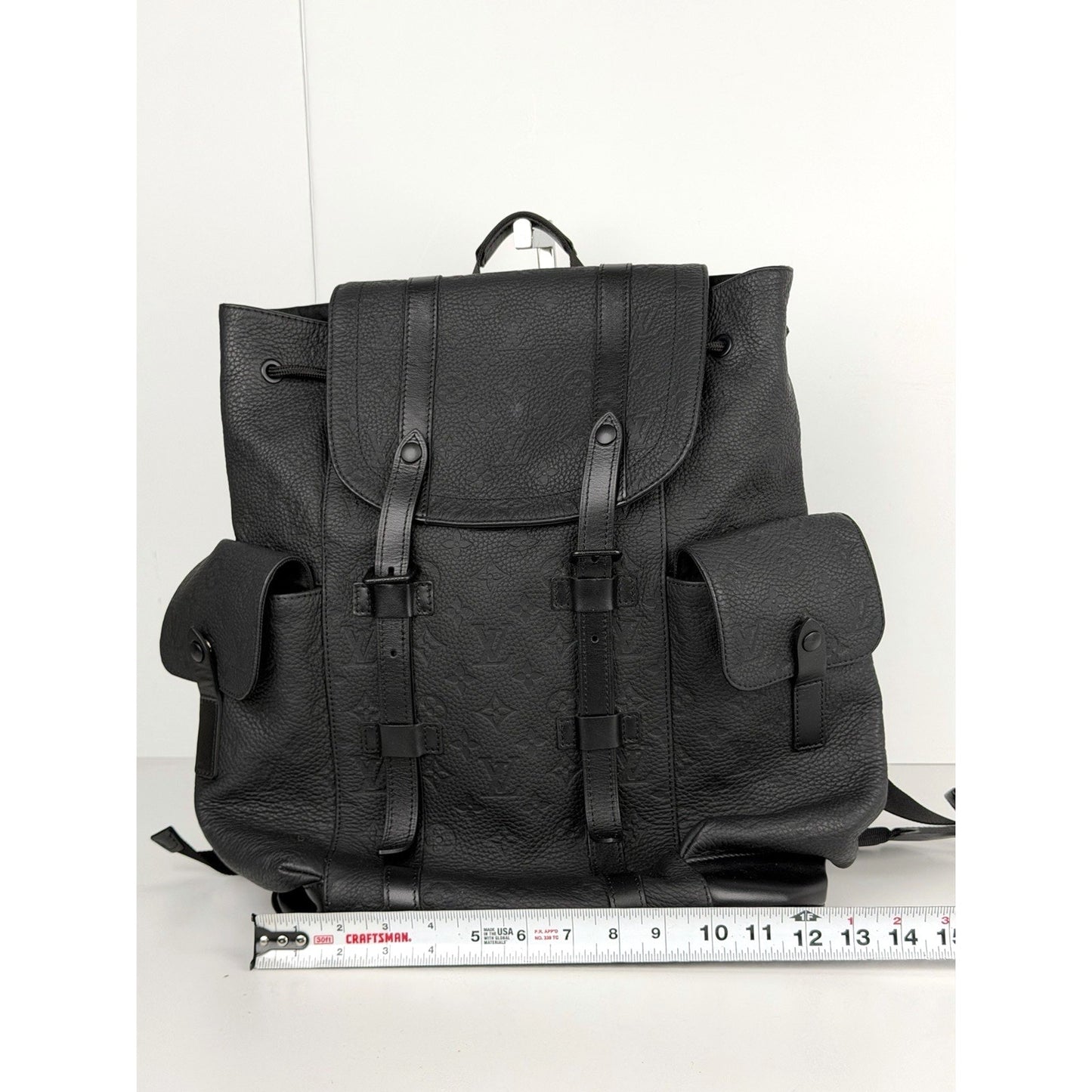 Louis Vuitton Christopher PM Backpack Black Embossed LV Monogram Leather NFC E-4