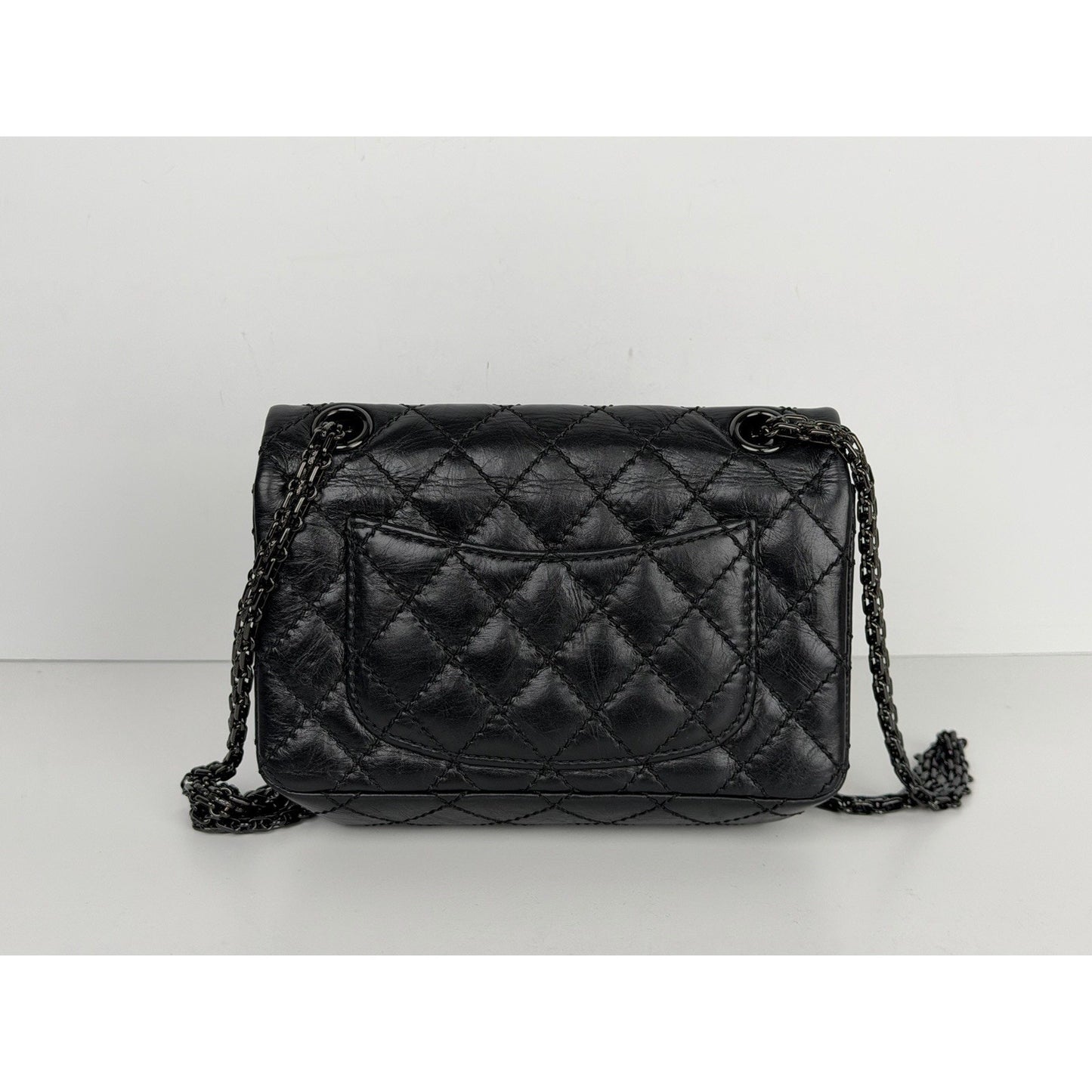 Chanel 2.55 Reissue Mini Flap Bag in Black Aged Calfskin Leather 2017 D5