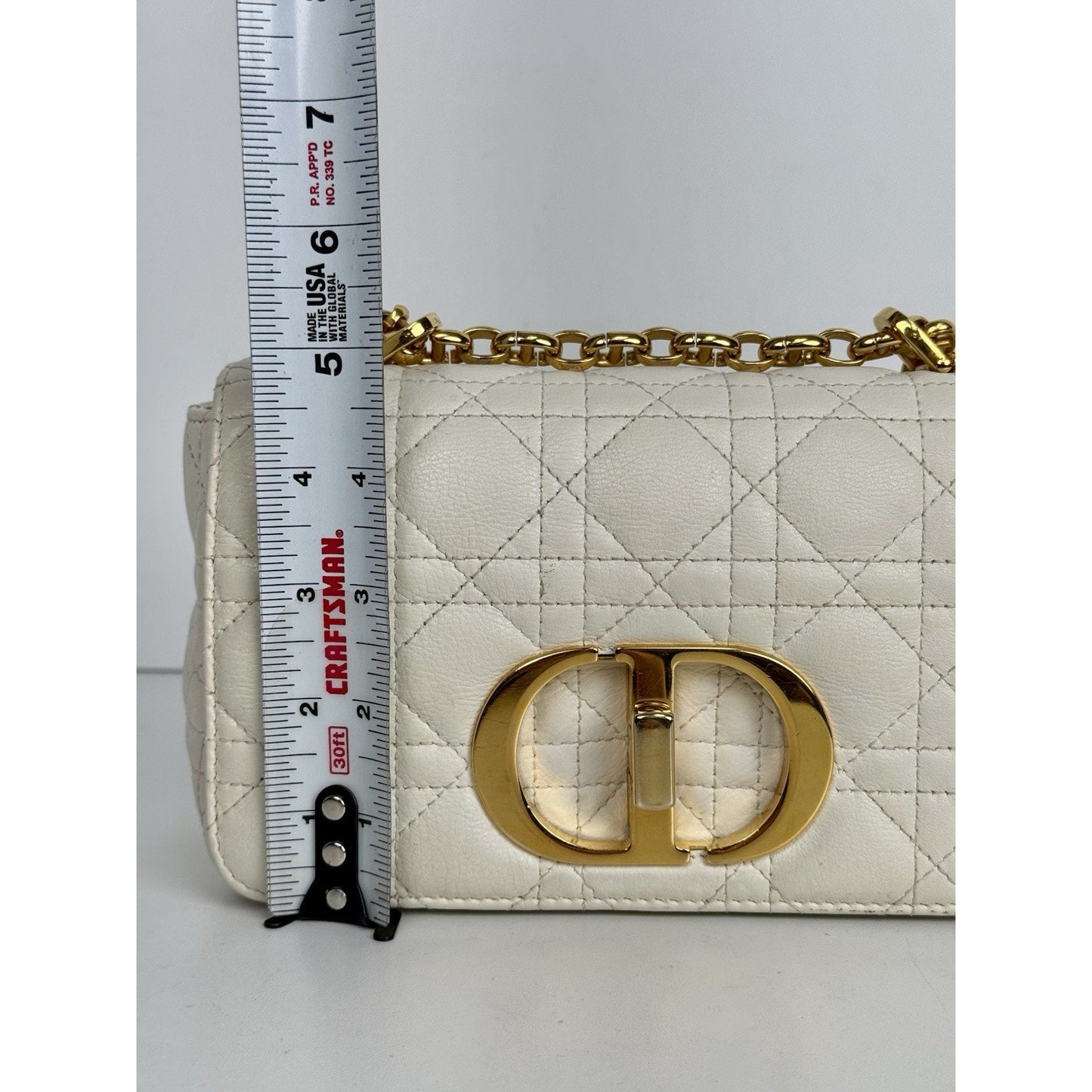 Dior Caro Bag in White Supple Leather with Gold Tone Hardware E-3