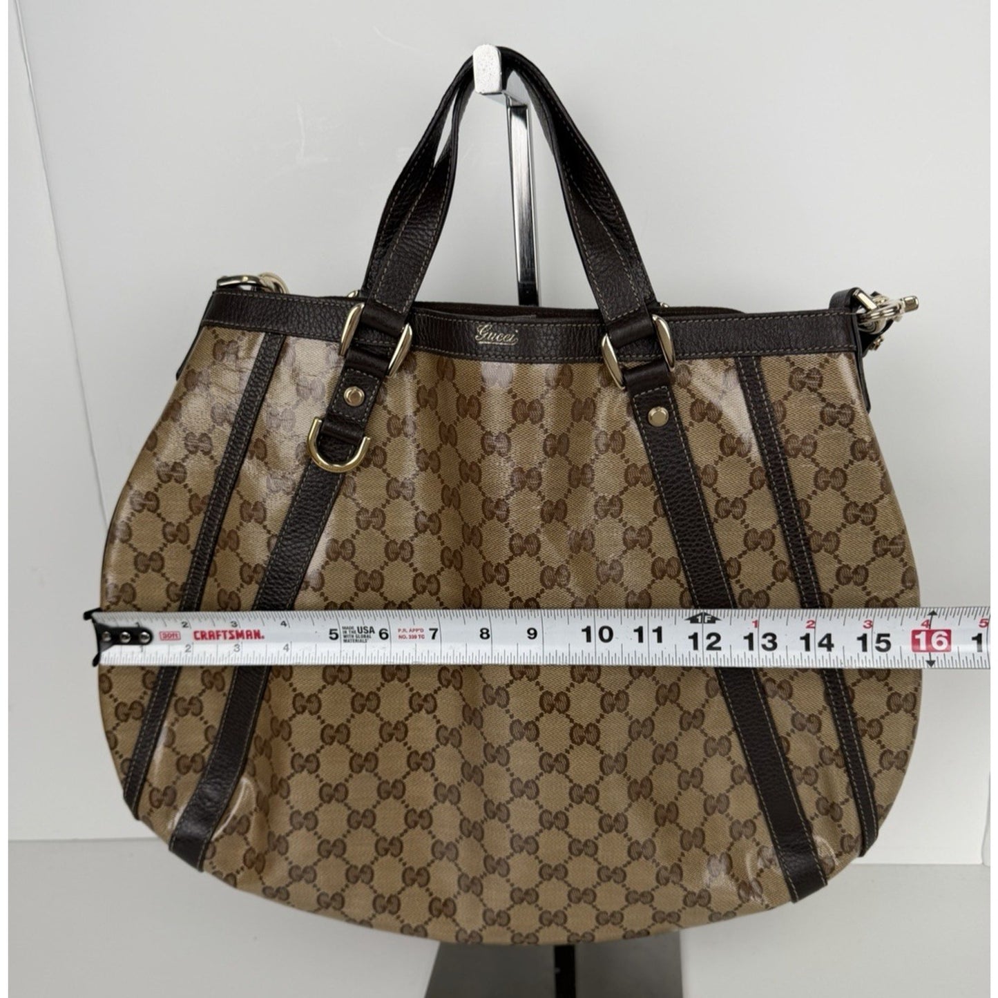 Gucci GG Crystal Abbey Convertible Shoulder Medium Bag in Coated Canvas S