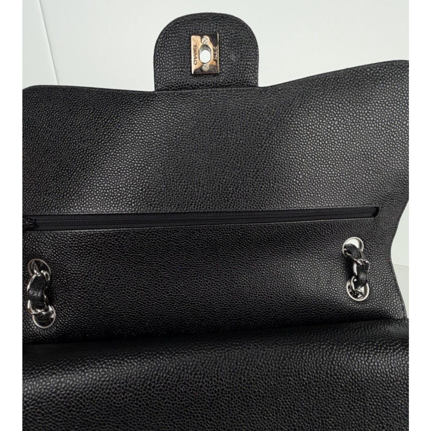 Chanel Classic Double Flap Jumbo Bag in Black Caviar Leather 2014 D-7