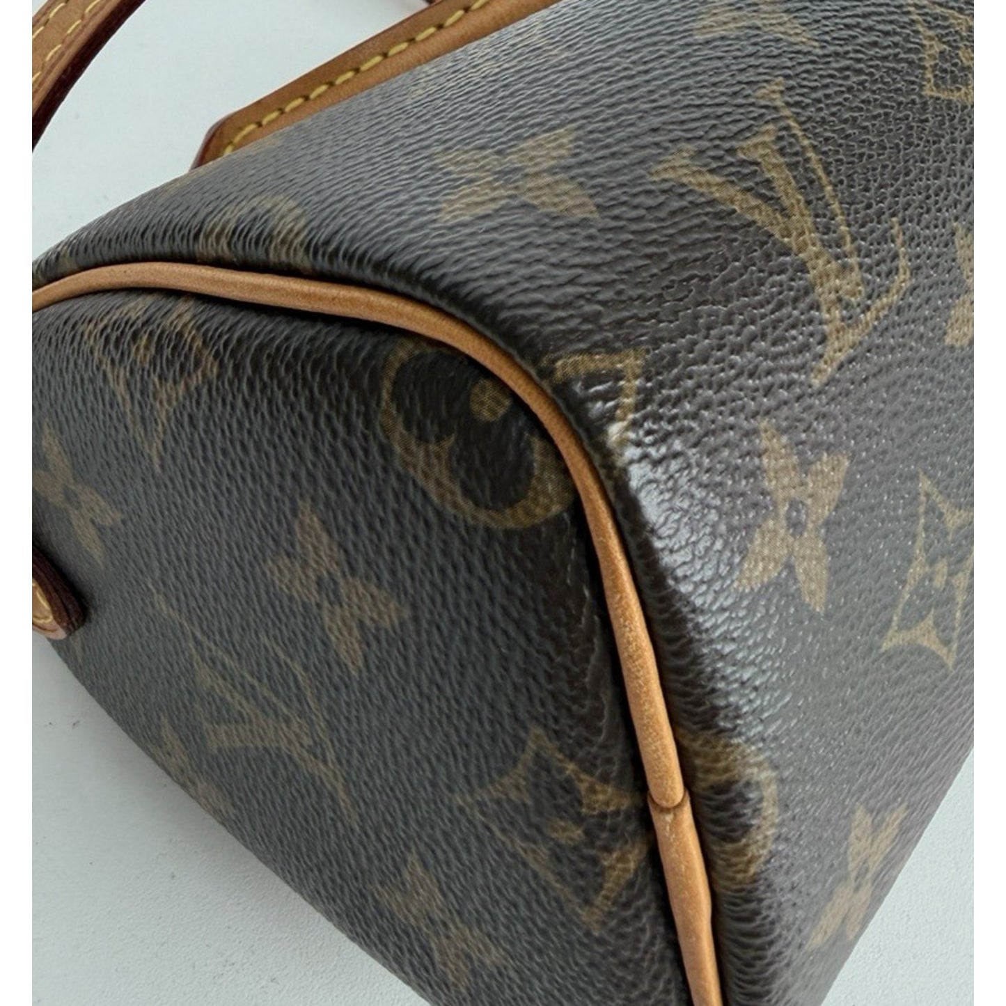 Louis Vuitton Nano Speedy Handbag in Brown Coated Canvas Crossbody 2019 B5