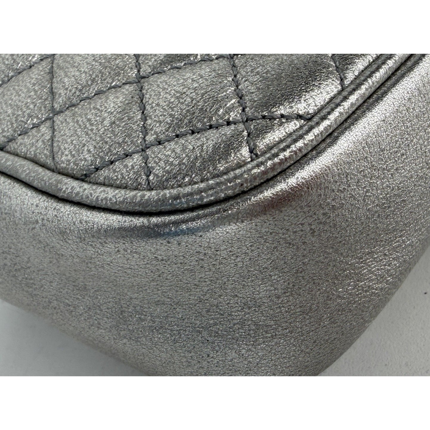 Gucci Web Ophidia Trapuntata Camera Bag Mini Quilted Silver Metallic Leather S