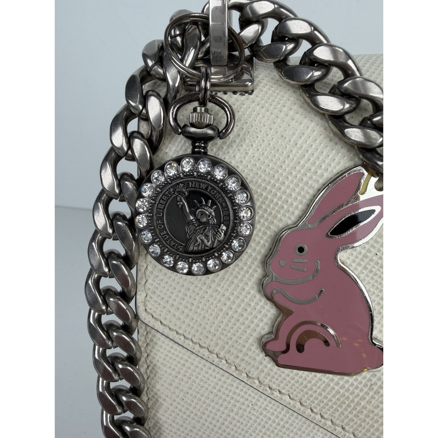 Prada Monochrome Patch Envelope Shoulder Bag Small in White Saffiano Leather S18