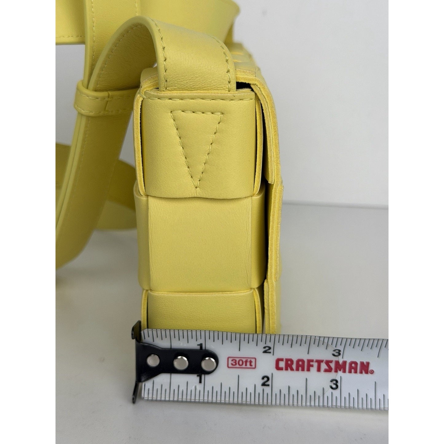 Bottega Veneta Cassette Crossbody Bag in Yellow Intrecciato Lambskin Leather