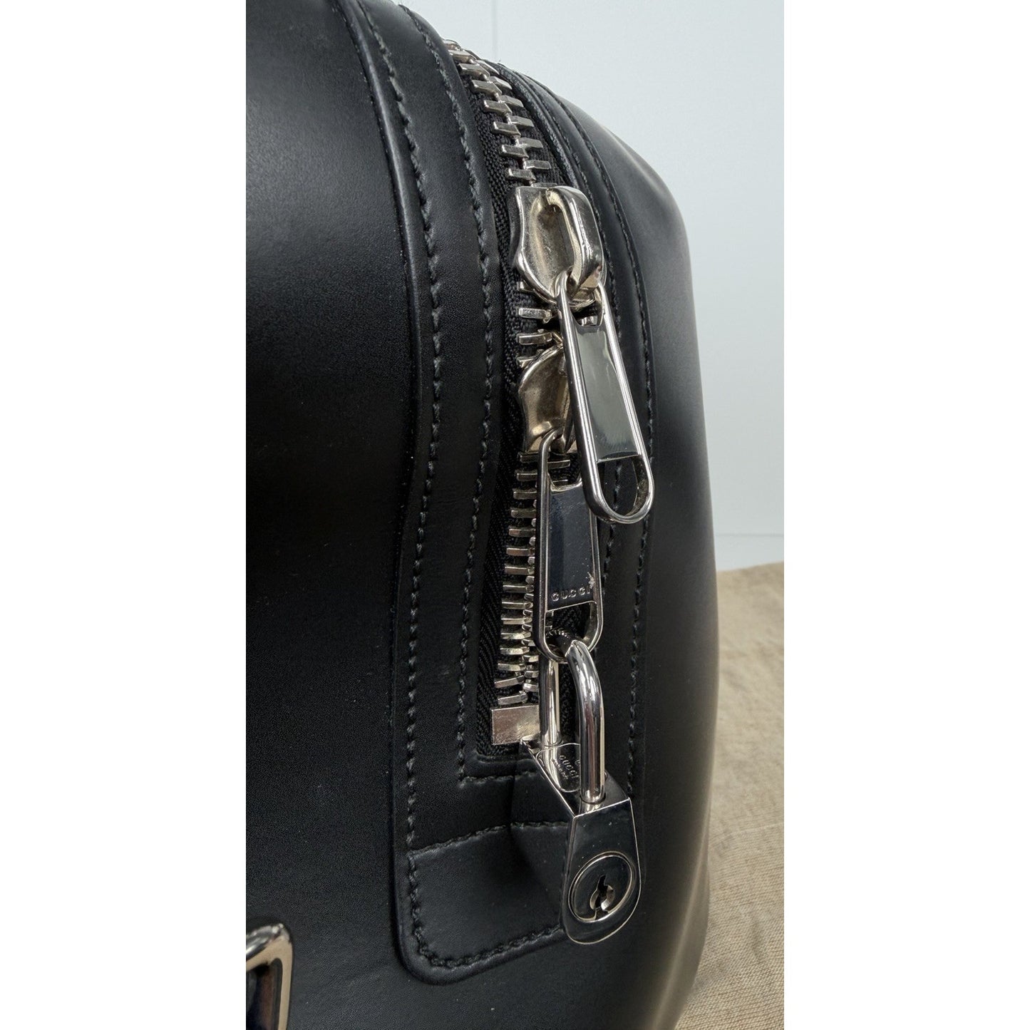 Gucci GG Black Medium Duffle Bag with Leather Trim