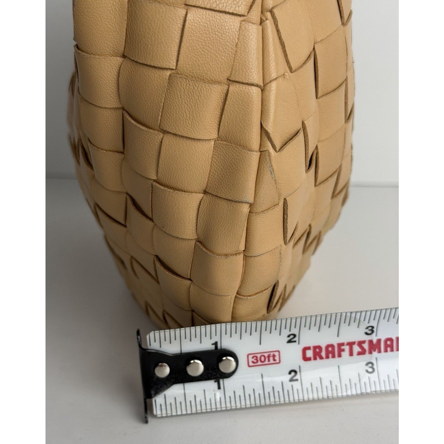 Bottega Veneta Jodie Hobo HandBag Mini Caramel Interacciato Woven Leather S11