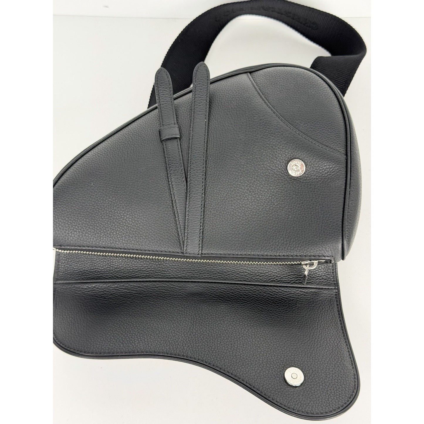 Christian Dior Saddle Bag in Black Grained Calfskin Leather 2021 D3