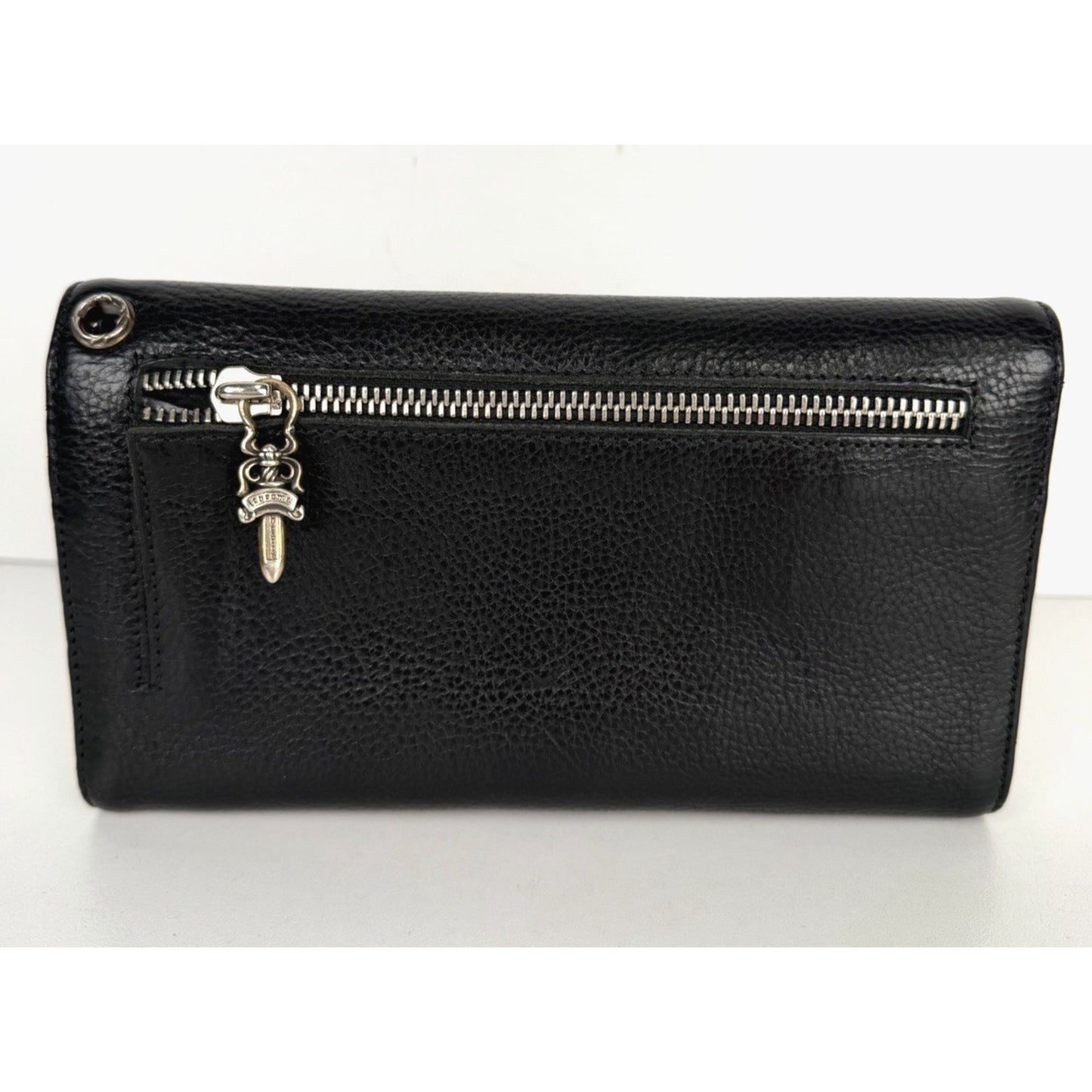 Chrome Hearts Wave Trifold Wallet in Black Leather with Silver-Tone Hardware K2