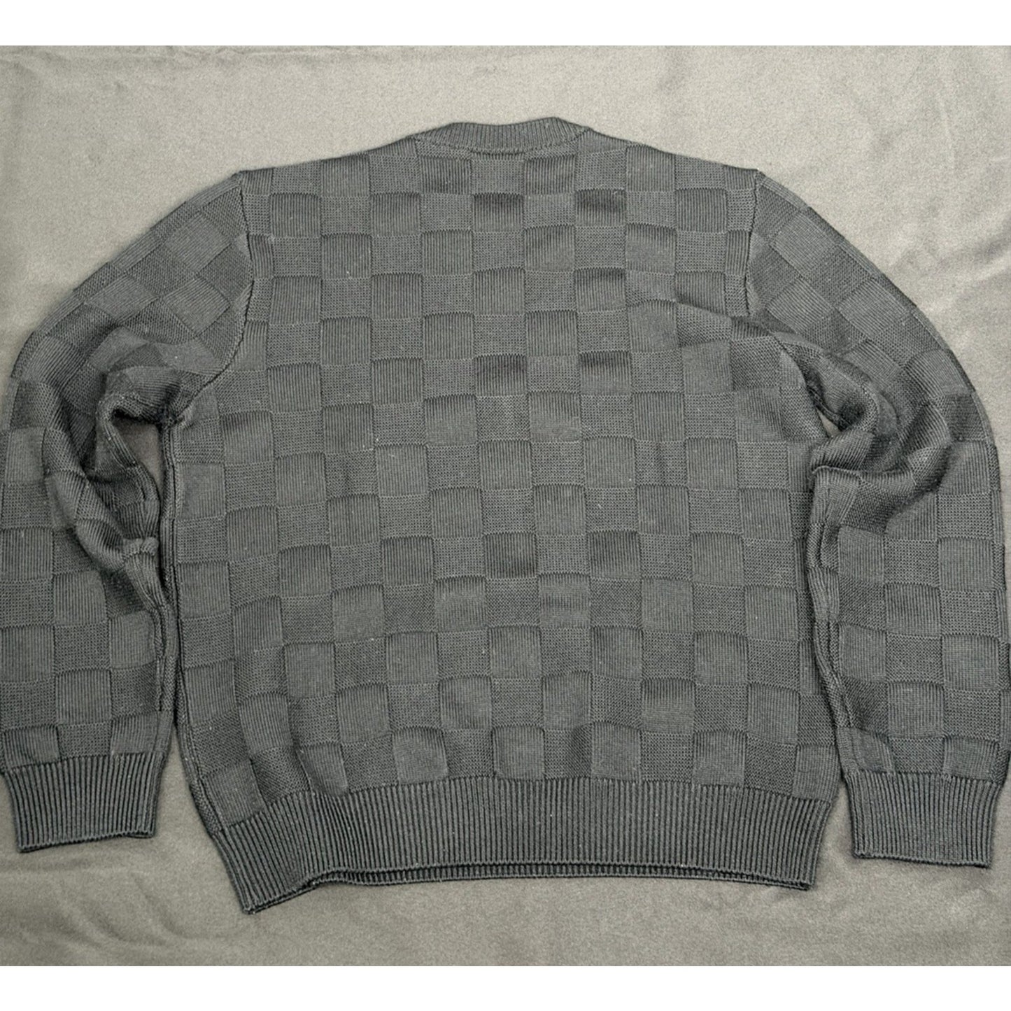 Louis Vuitton Pullover Sweater in Black Embellished Wool Damier