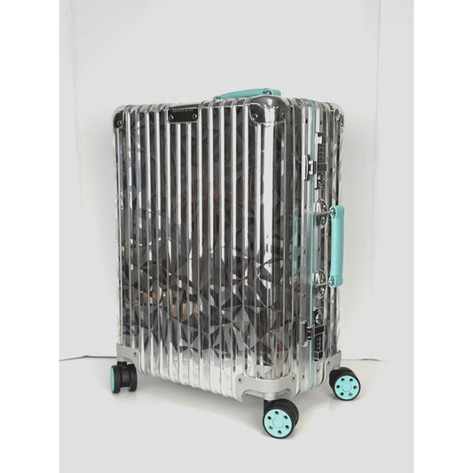 Rimowa x Tiffany & Co. Rock Cut Carry On Rolling Suitcase in Silver-Tone Color