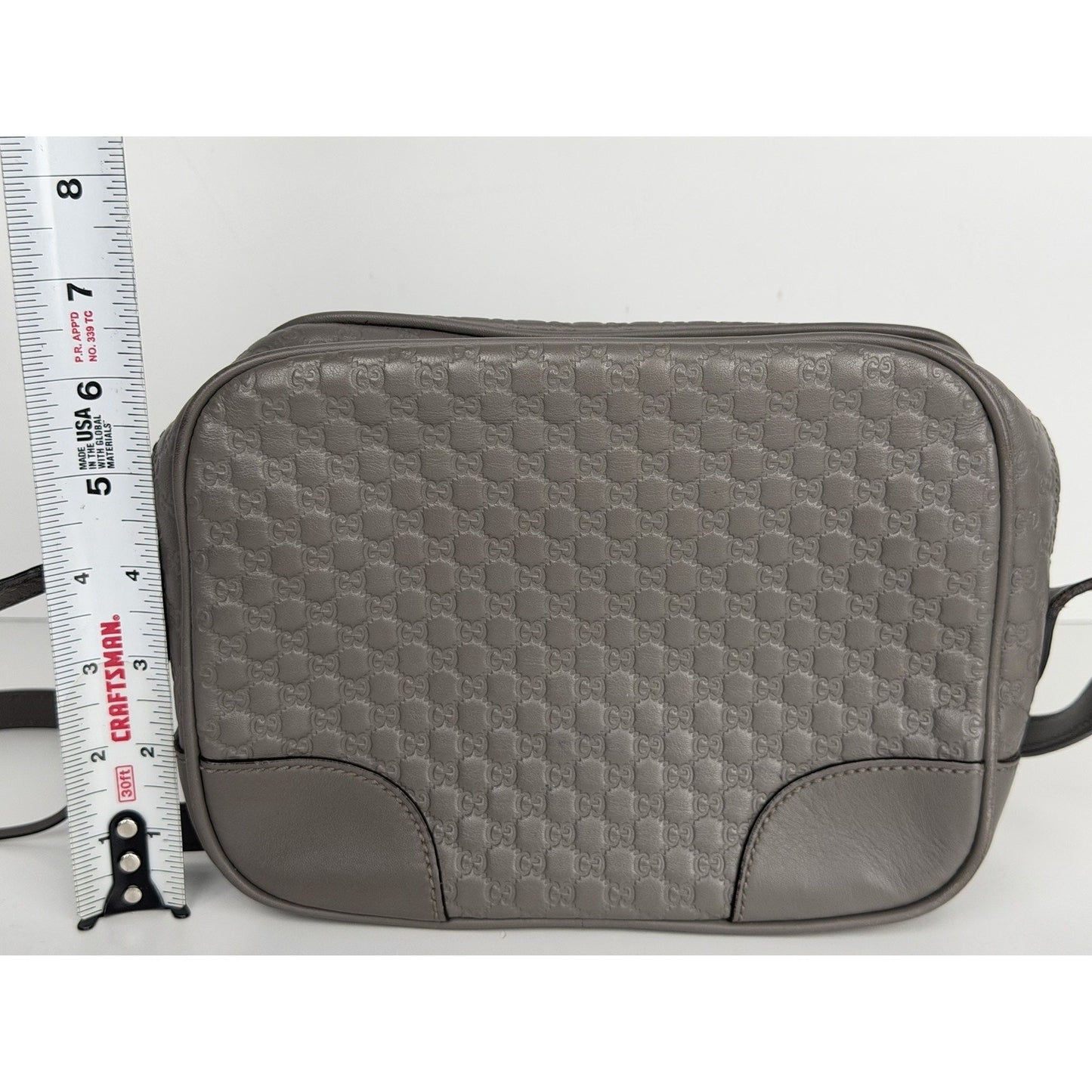Gucci Bree Crossbody Bag Gray Microguccissima Leather S08