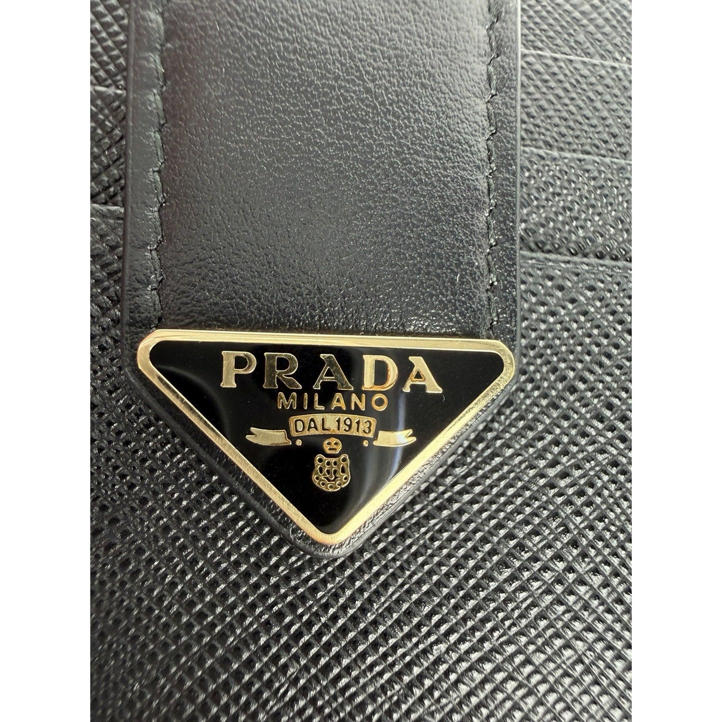 Prada Small Saffiano and Smooth Leather Bifold Wallet in Black