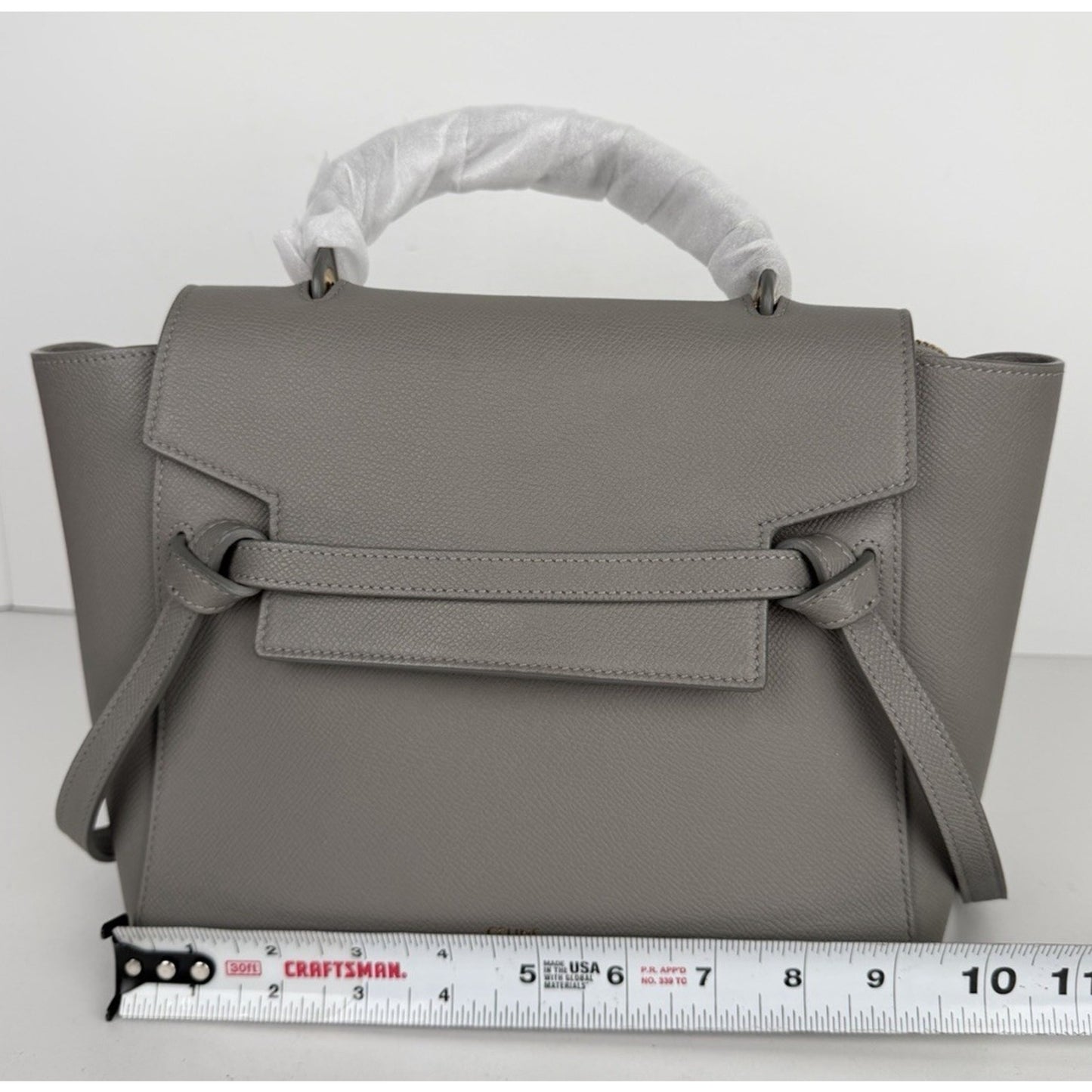 Celine Belt Micro Bag in Grey Grained Calfskin Leather by Phoebe Philo S-07