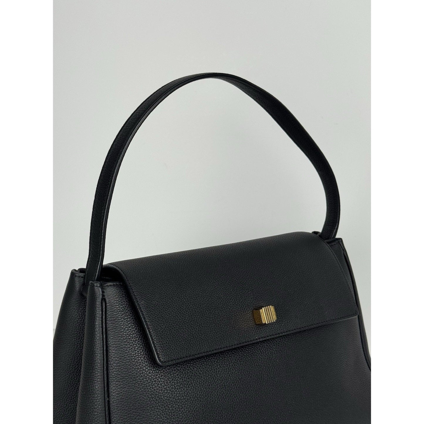 Khaite Audrey Shoulder Bag in Black Grained Leather D-9
