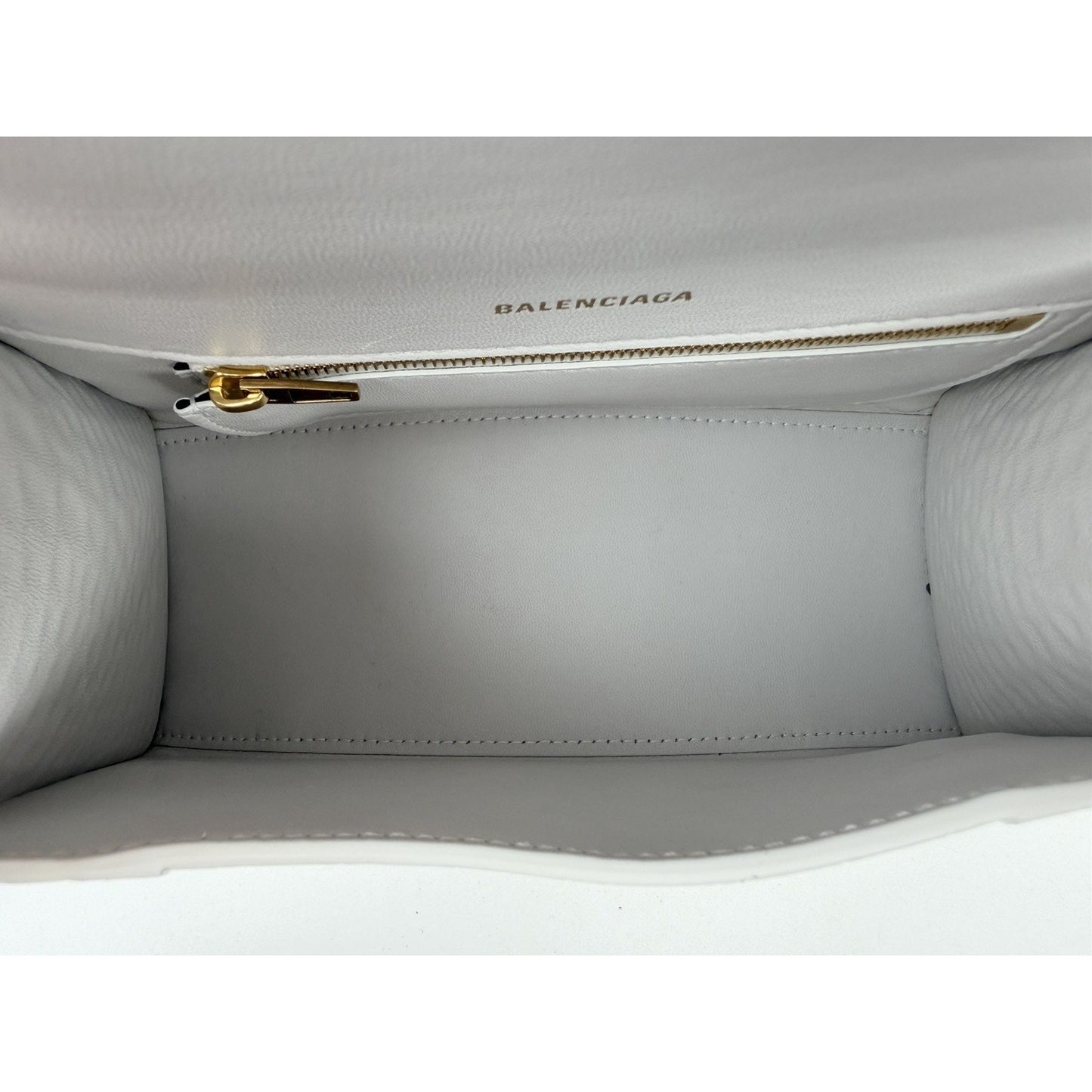 Balenciaga Small Hourglass Bag in White Crocodile-Embossed Leather S18