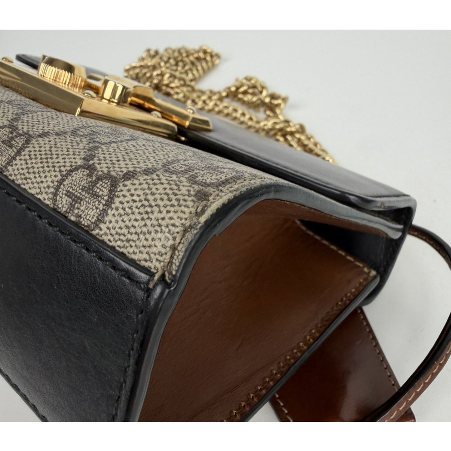 Gucci Padlock Small Shoulder Bag GG Supreme Beige/Black Canvas and Leather S07