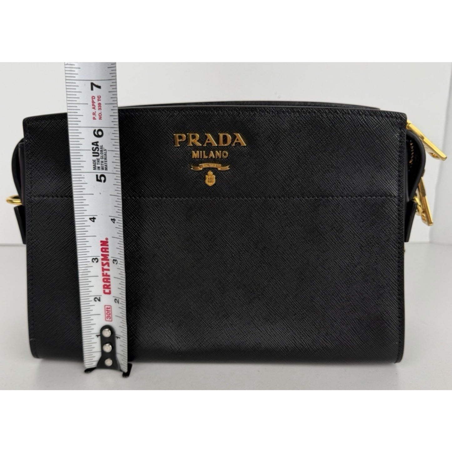 Prada Esplanade Crossbody Crossbody Bag in Black Saffiano Leather S-07