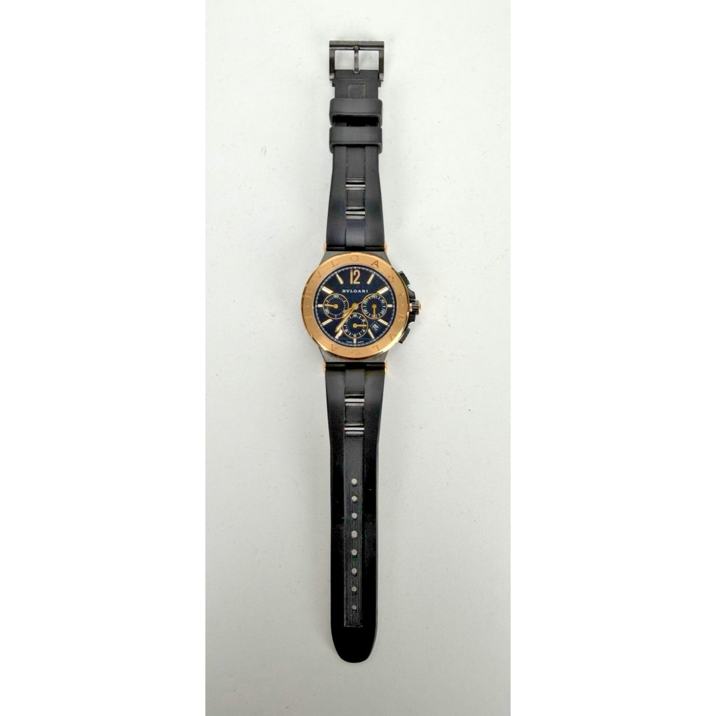 Bvlgari Diagono Ultranero Chronographe Watch in Rose Gold Bezel & Black Dial