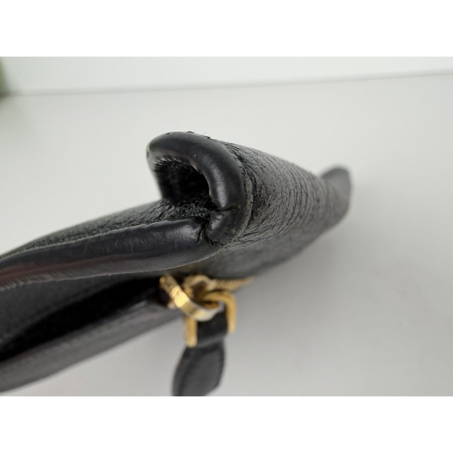 Prada Vitello Grain Envelope Wallet in Black Leather and Gold-Tone Hardware