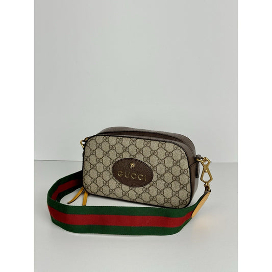 Gucci Tiger Head Camera Crossbody Bag Brown Canvas