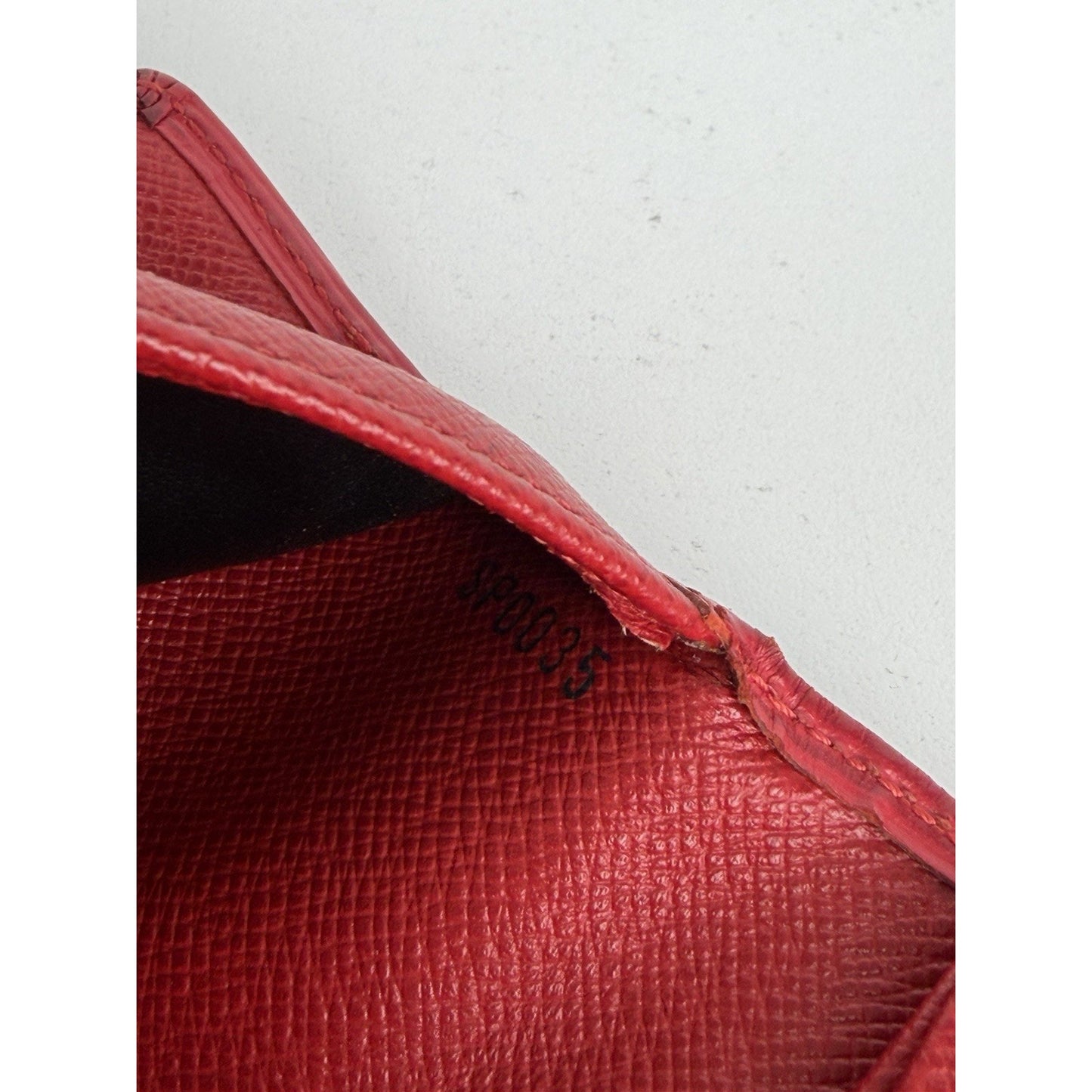 Louis Vuitton Pocket Organizer Card Holder Wallet Red Epi Leather 2005