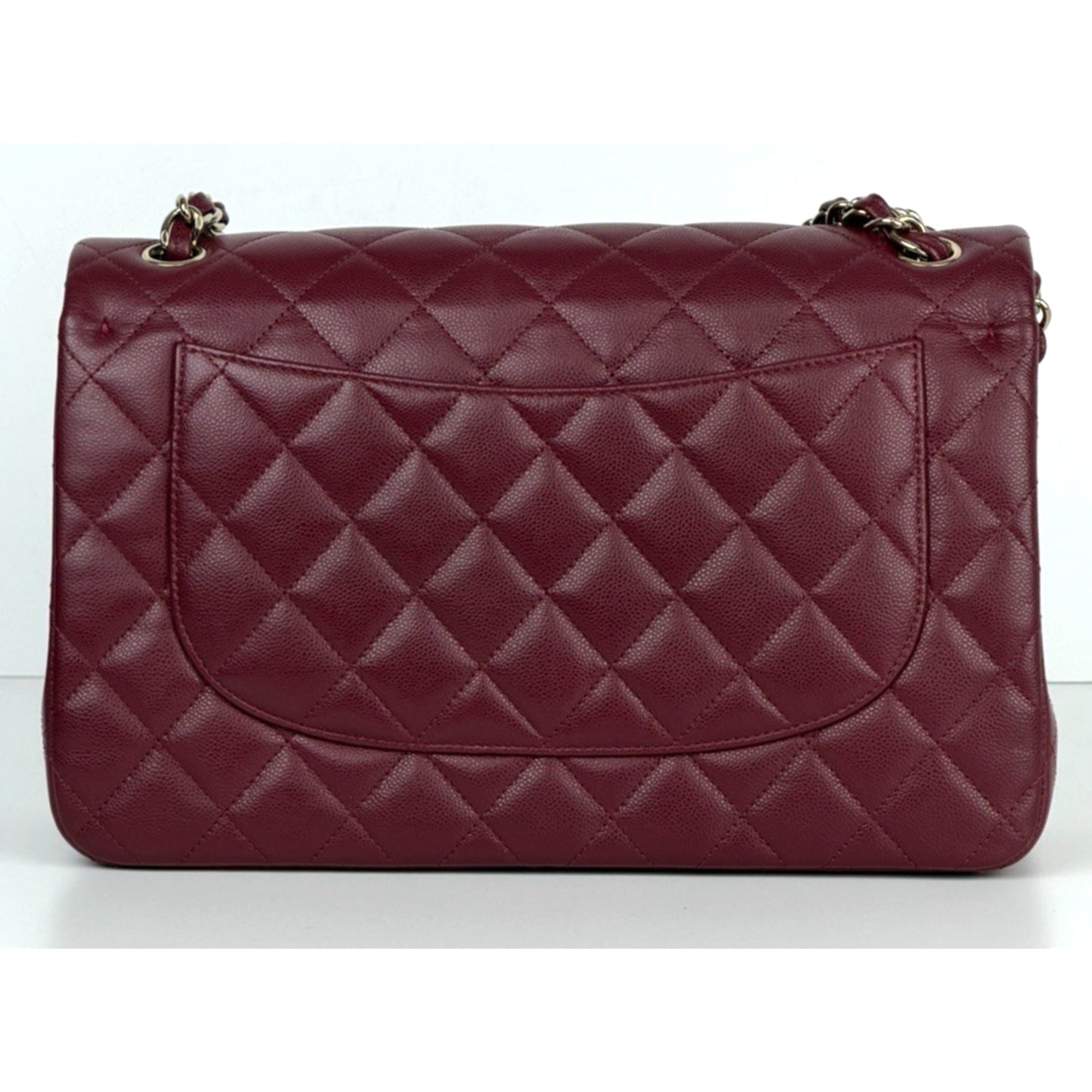 Chanel Classic Double Flap Jumbo Shoulder Bag in Burgundy Caviar Leather NFC E-5