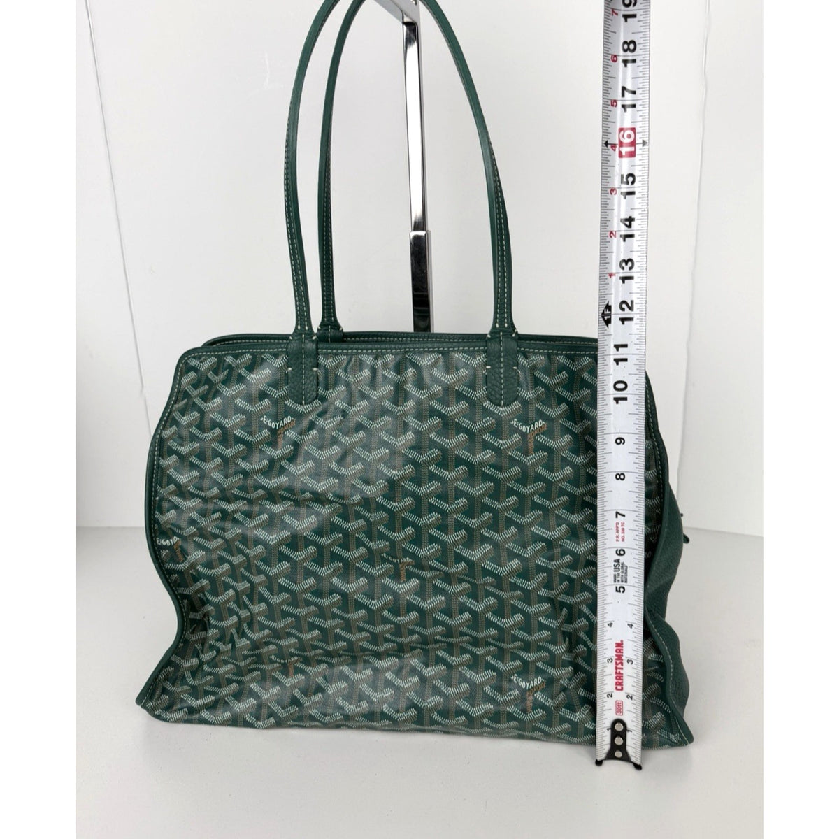 Goyard Sac Hardy PM Tote Bag in Green Goyardine Coated Canvas with Pouch E-8