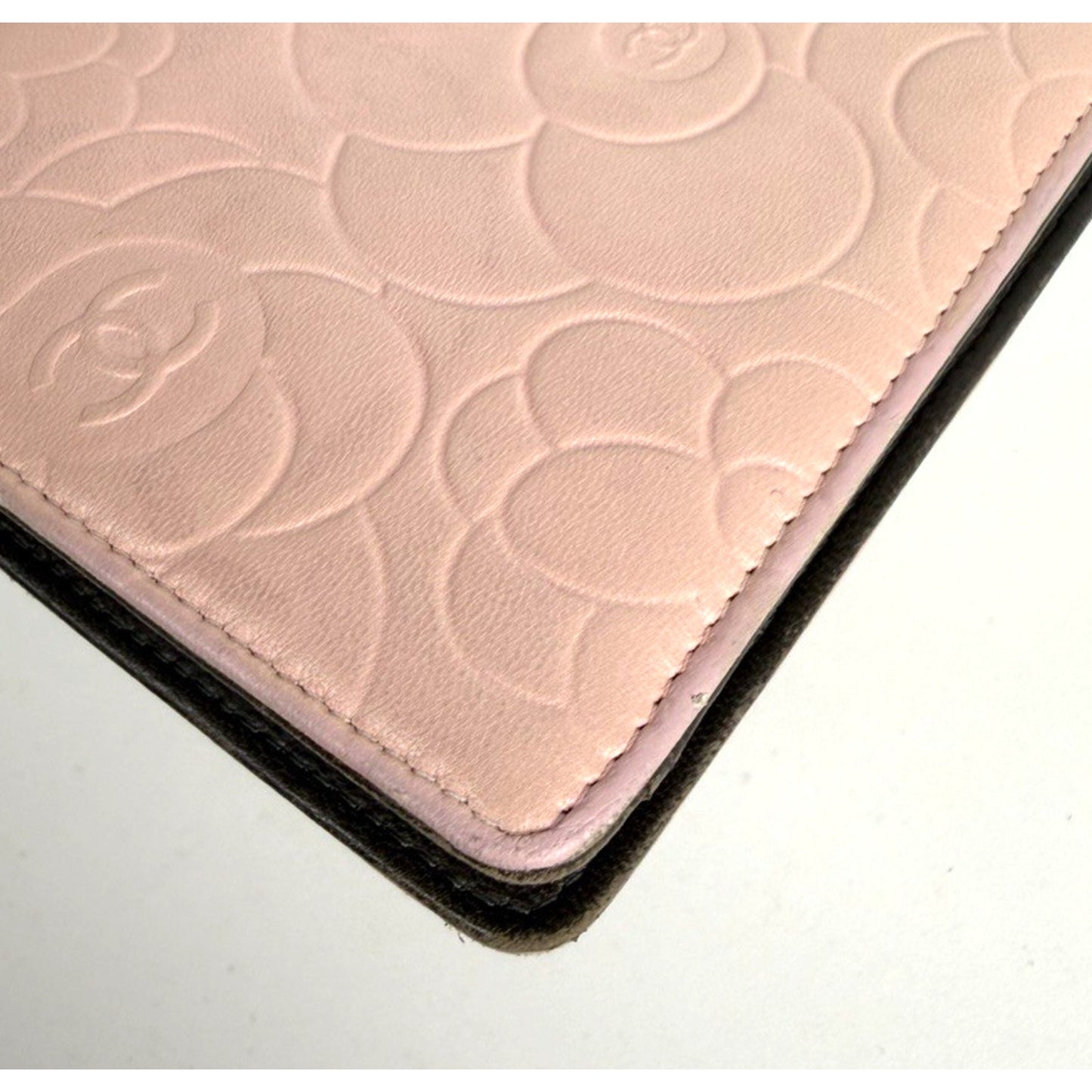 Chanel Pink Lambskin Camellia Embossed Wallet in Pink 2010 K-2