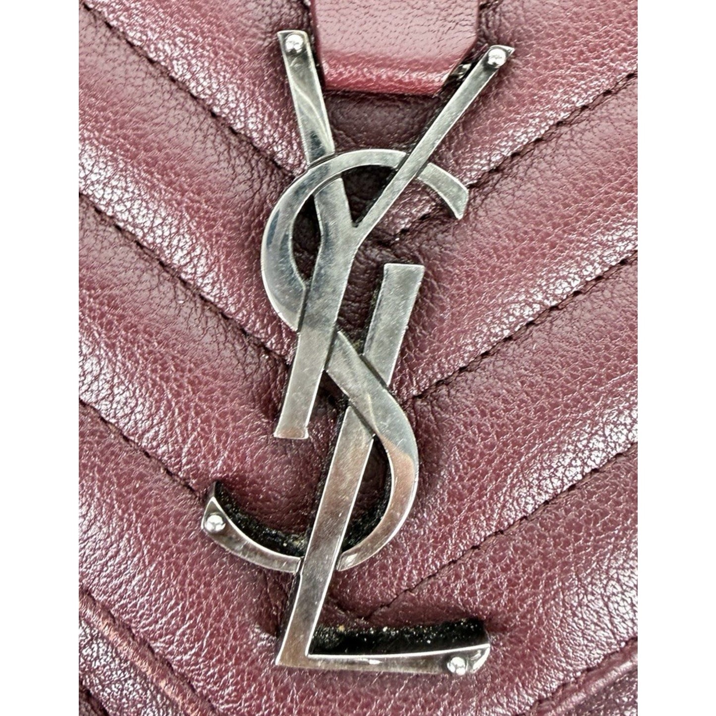 Saint Laurent Medium College Bag in Burgundy Quilted Leather D2