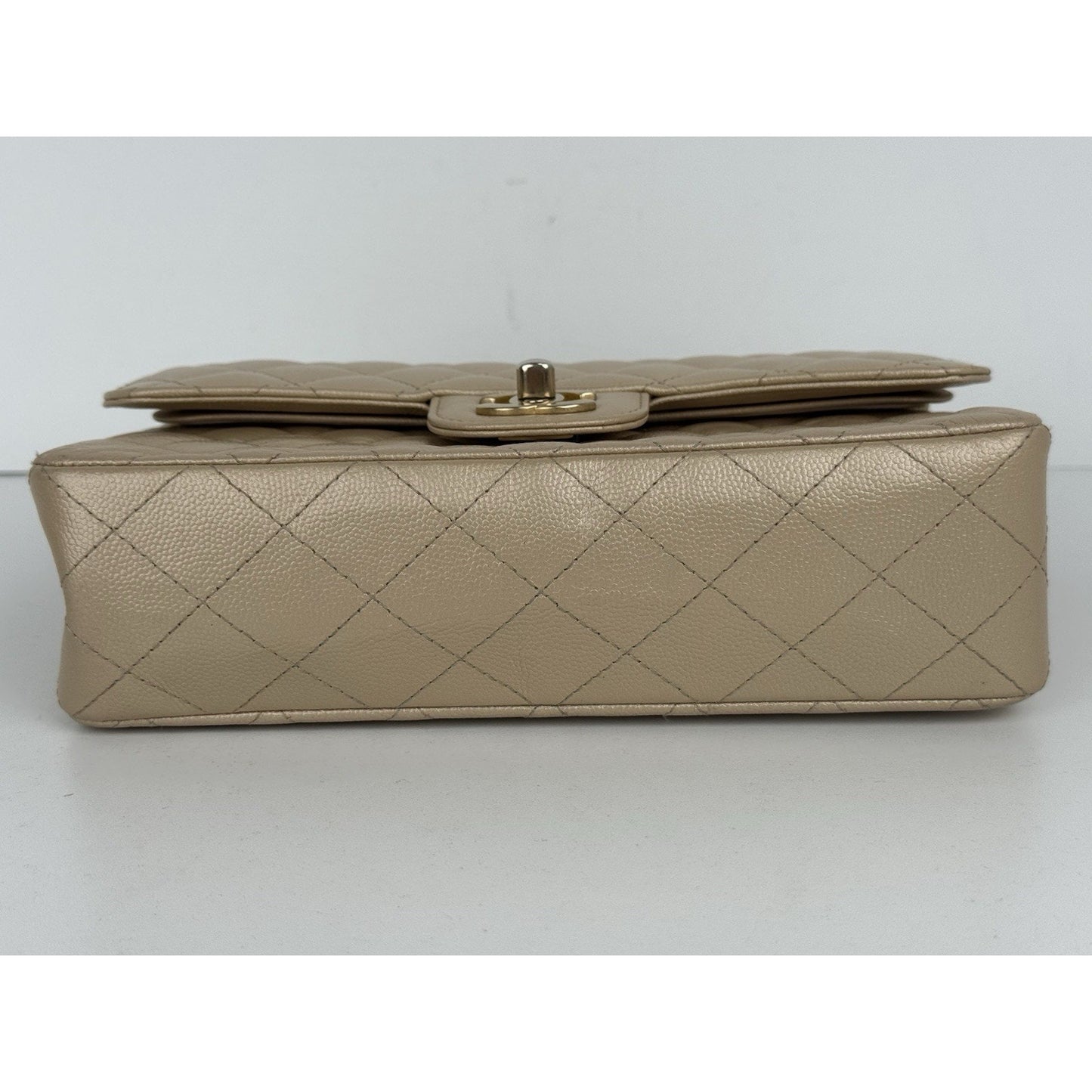 Chanel Timeless Classic Medium Double Flap Bag Beige Caviar Leather B-4