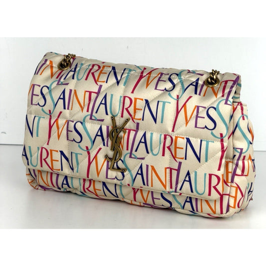 Saint Laurent Multicolor Satin Jamie Medium Bag with Leather Trim B-3