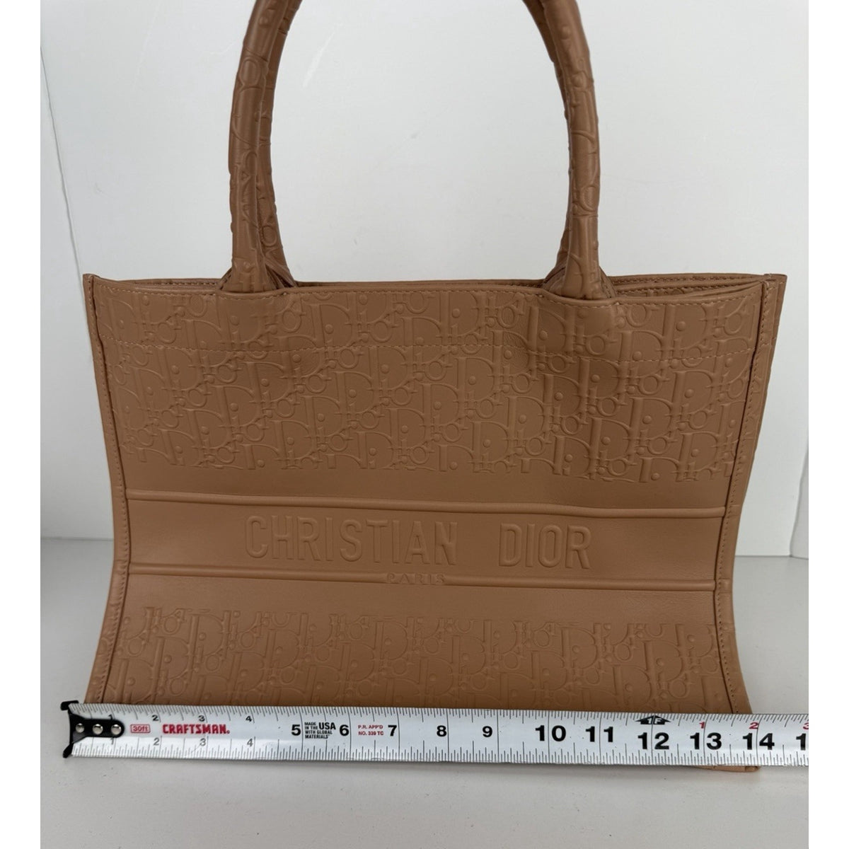 Christian Dior Oblique Medium Book Tote Bag in Beige Embossed Leather 2020 E2