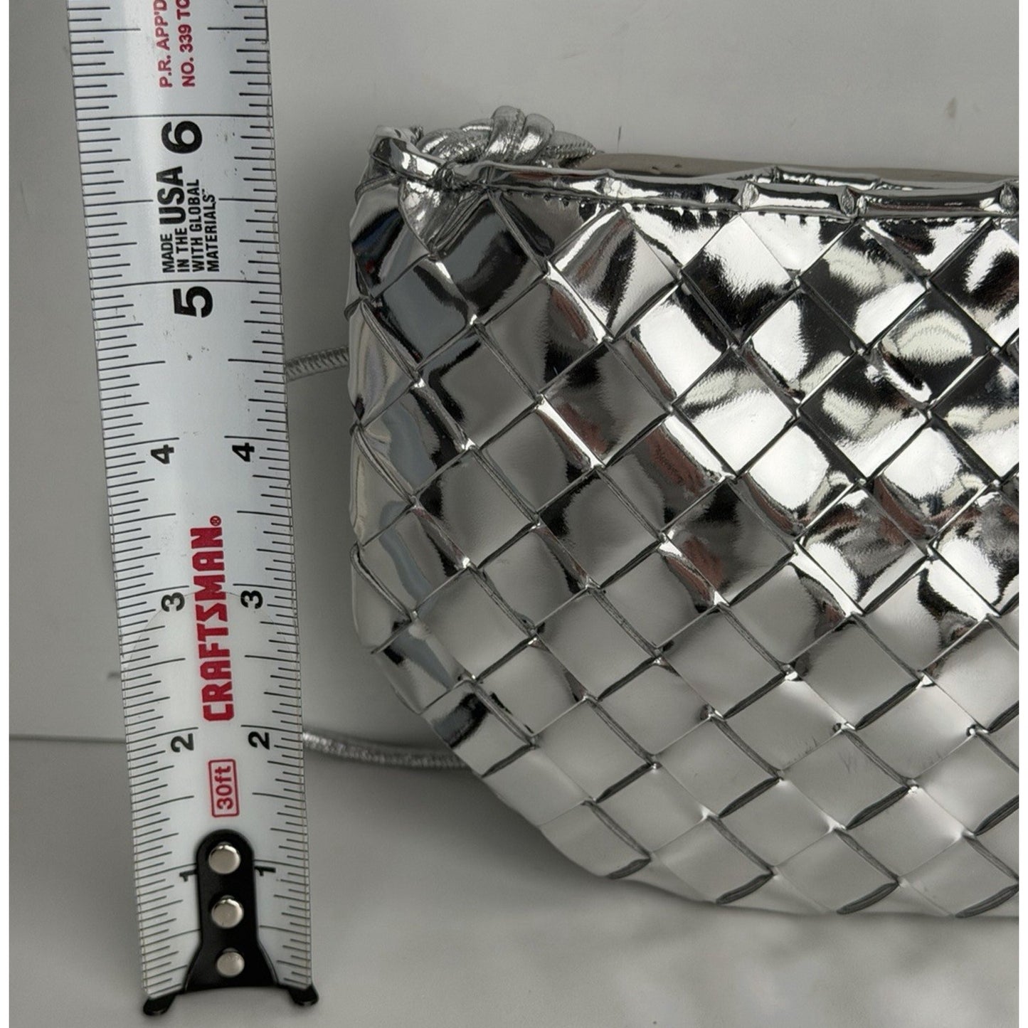 Bottega Veneta Mini Sardine Bag Silver Mirror Laminated Nappa Intrecciato B1