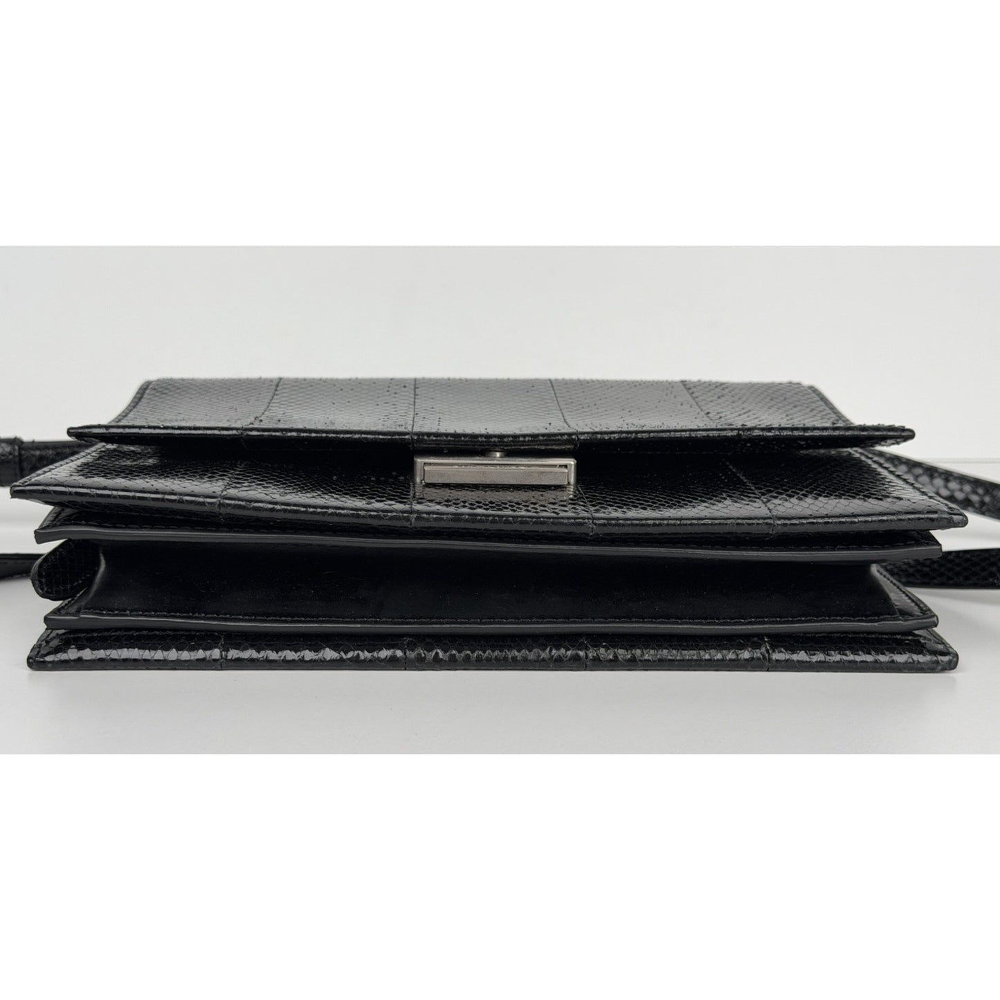 Saint Laurent Babylone Shoulder Bag Medium Black Leather with Silver Hardware S