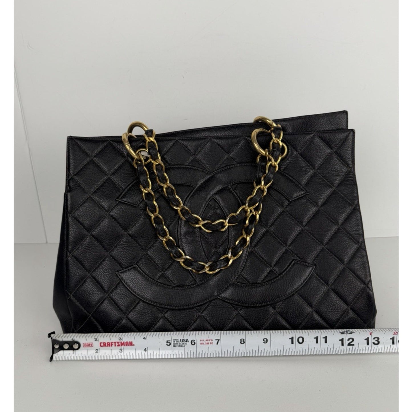 Chanel Grand Shopping Tote Bag in Quilted Black Caviar Leather 1996-1997 C6