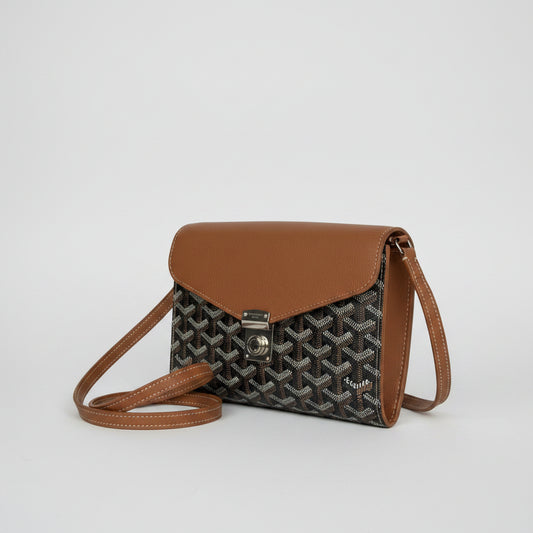 Goyard Goyardine Calfskin Chypre Wallet Pouch in Black and Gold Coated Canvas E1