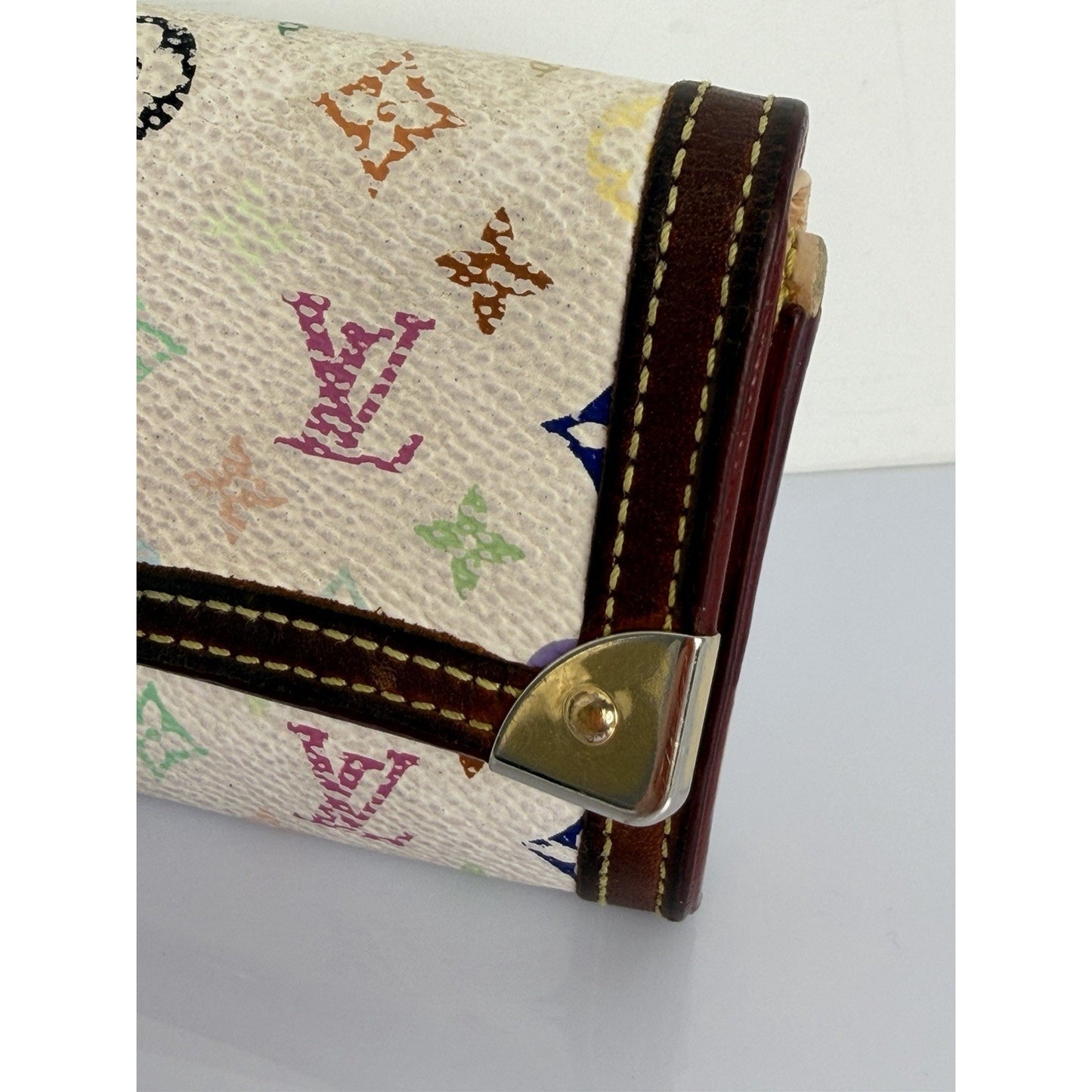 Louis Vuitton White Multicolor Porte-Monnaie Plat Coin Purse