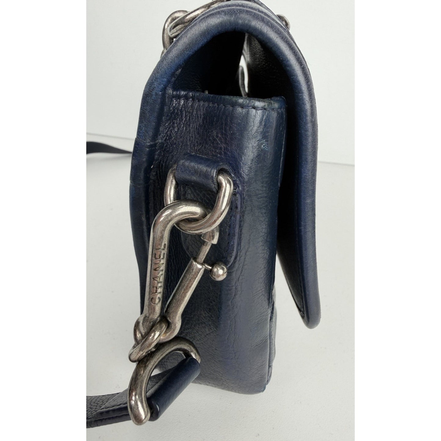 Chanel Messenger Bag Daily Carry Medium Leather Navy Blue 2017