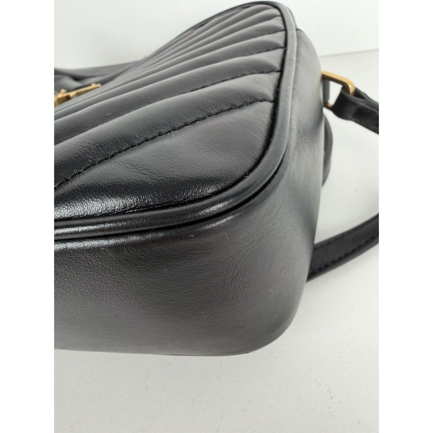 Saint Laurent Lou Camera Bag in Black Chevron Quilted Leather S11