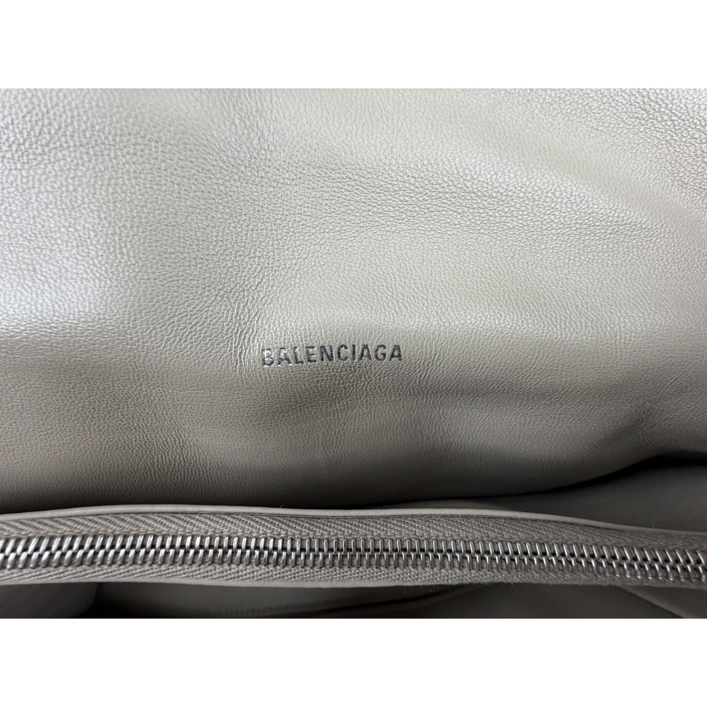 Balenciaga Large Crush Quilted Leather Chain Shoulder Bag Taupe E6