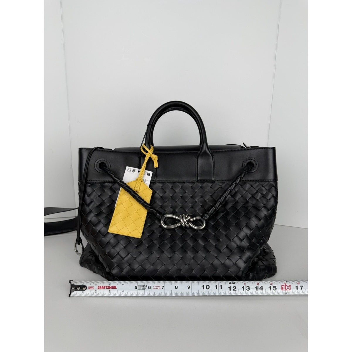 Bottega Veneta Andiamo Voyager Bag Unisex in Black Intrecciato Leather NFC C-3