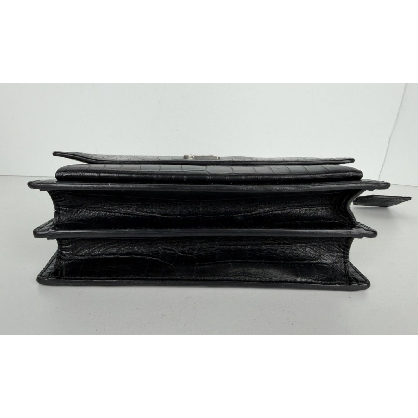 Saint Laurent Sunset Shoulder Bag Medium in Black Crocodile-Embossed Leather B-6